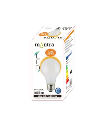 BOMBILLA LED - E27 OPAL ESTÁNDAR - 9W - 3000K - 1000Lm - 360º